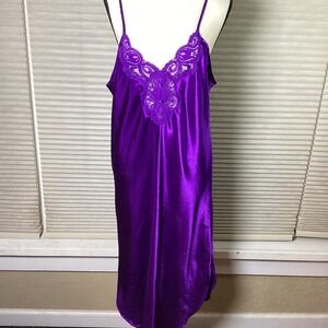 Vintage 90's Inner Most Purple Satin Slip Dress, Size Large, Spaghetti Strap